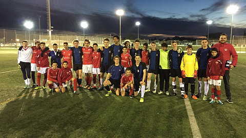 A night match on a football tour in Barcelona