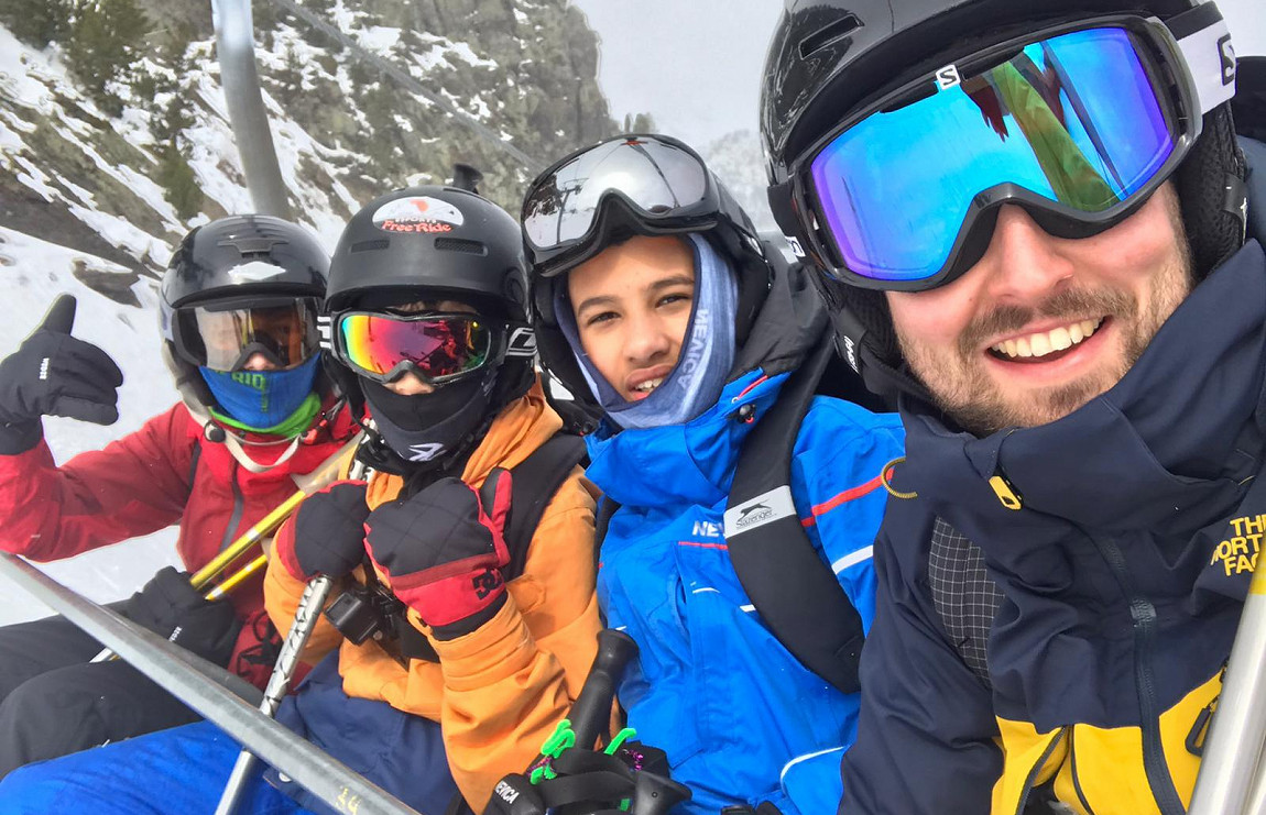 school ski trip group in Andorra