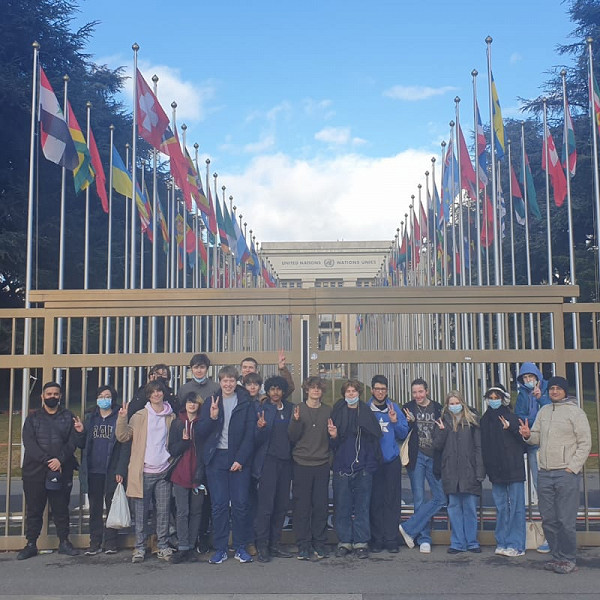 Educational school trip group in Geneva