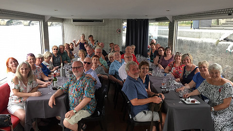 Kaboodle Community Choir on a boat trip, part of their Paris music tour to Paris