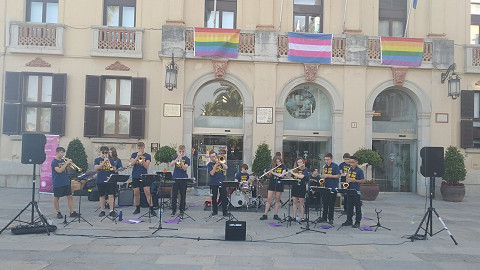 School music tour band perform in Lloret de Mar in Barcelona