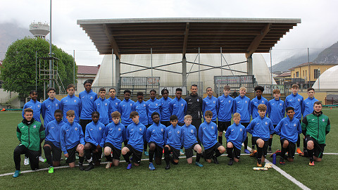 A London school football squad on their football stadium tour of Atalanta